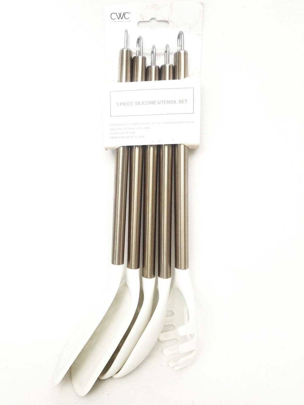CWC White Silicone 5-Piece Kitchen Utensil Set
